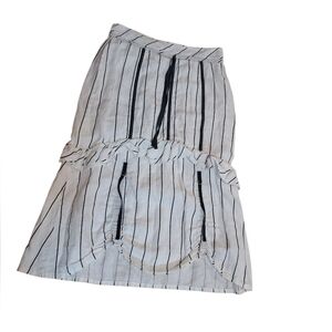 São Paulo Linen Skirt Pinstripe Striped Lagenlook Steampunk Ladies 6 Black White